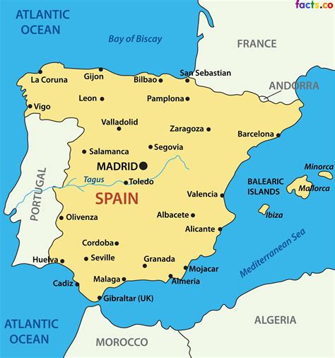 mapa de espana y portugal con ciudades